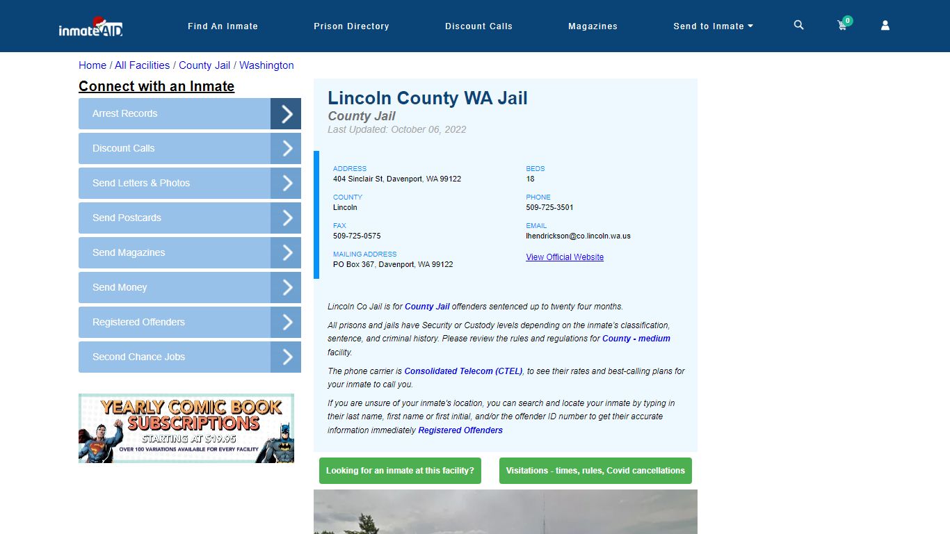 Lincoln County WA Jail - Inmate Locator - Davenport, WA